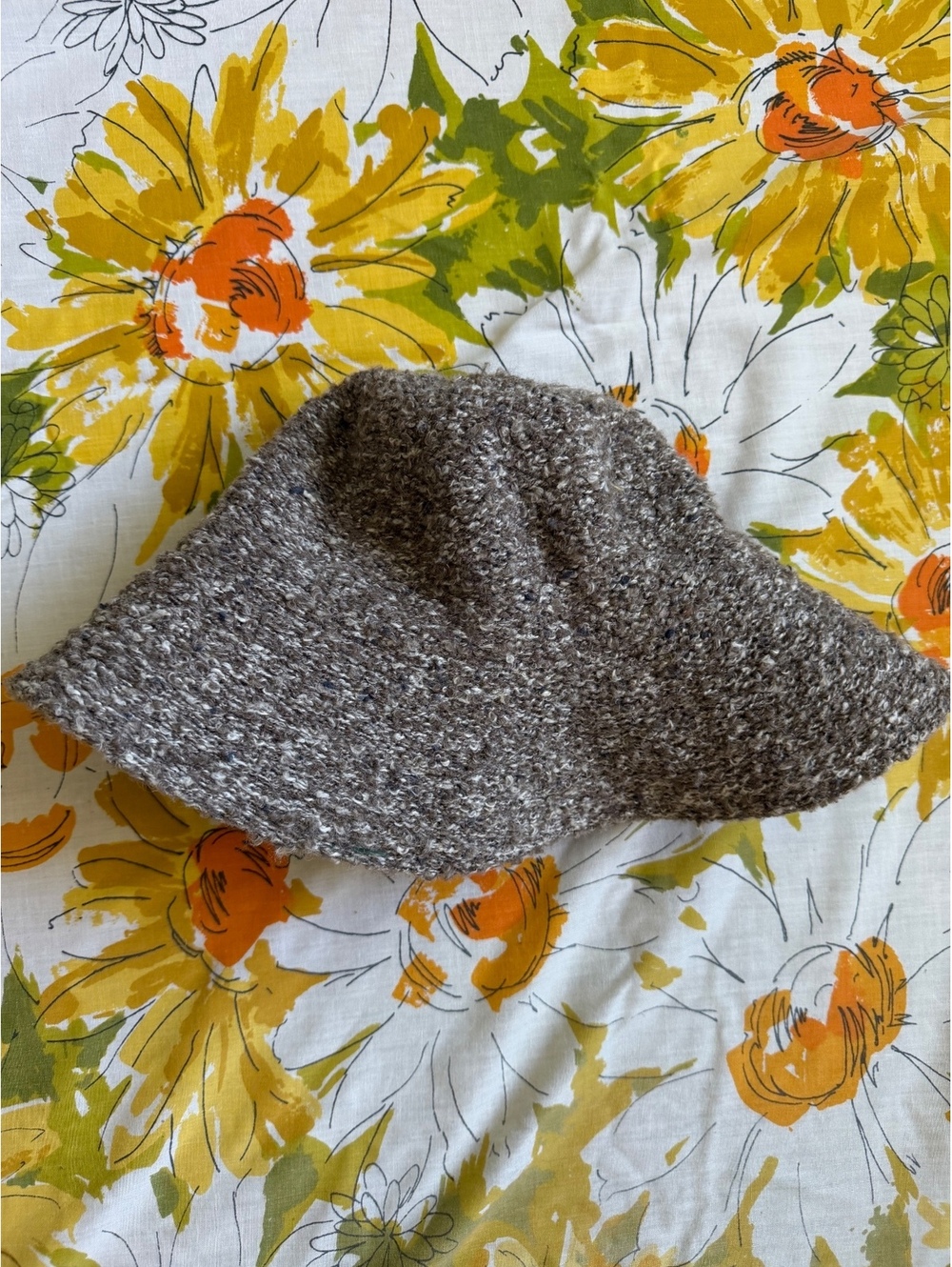 Vintage Brown Knitted Wool Bucket Hat Unisex